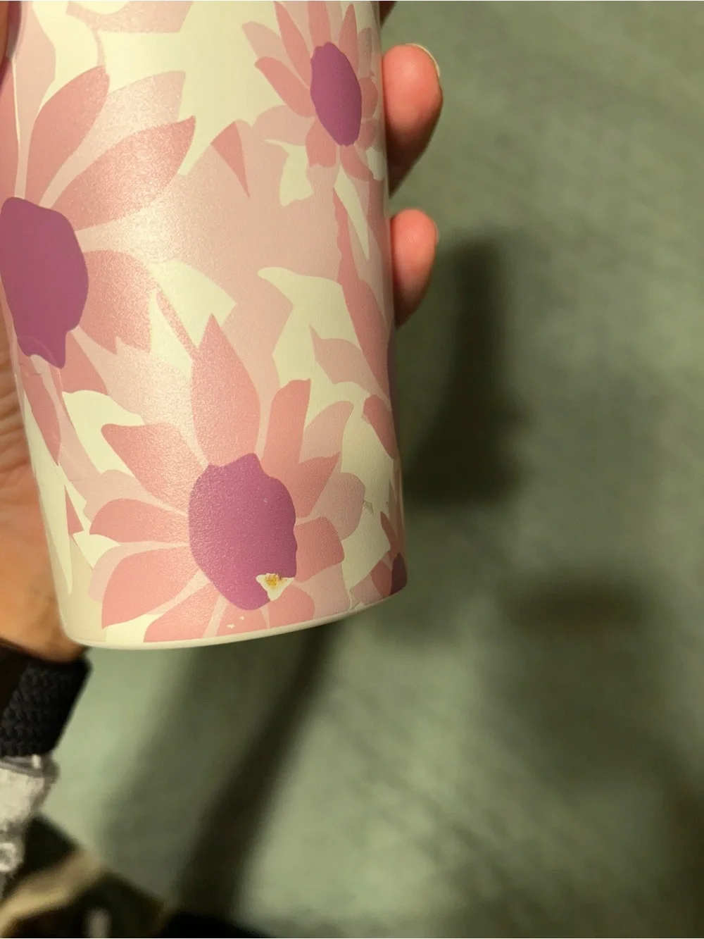 Pink Floral Insulated Tumbler with Light Pink Carry Case